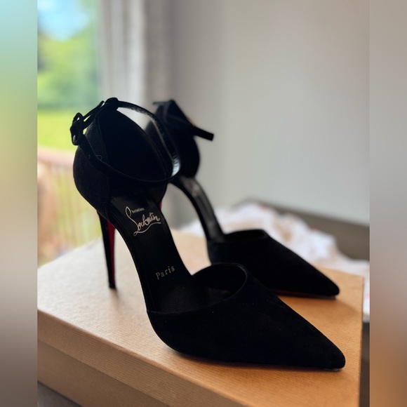 Christian Louboutin Astrids Bride Black Suede Heels - Picture 5 of 14